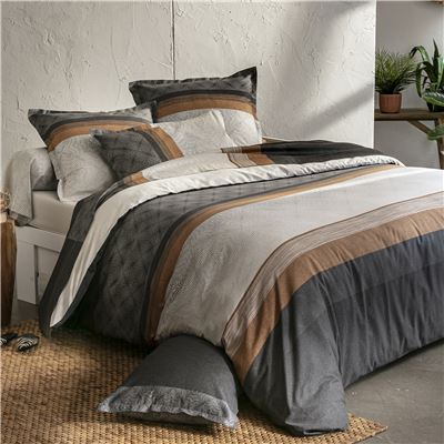 Linge de lit en satin de coton rayures de motifs