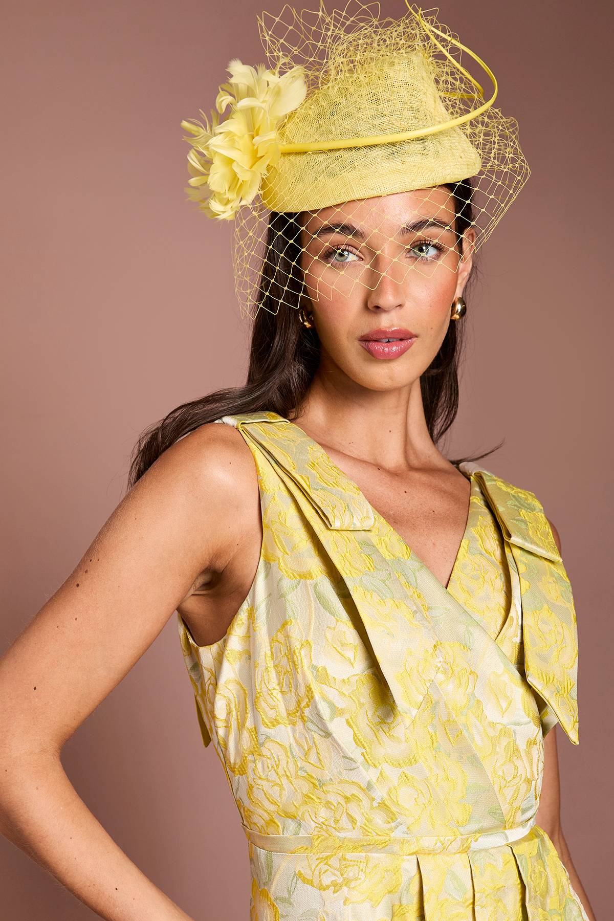 Coast Robe Midi Jacquard Lisa À Épaules Ornées De Nœuds Coloris Tan