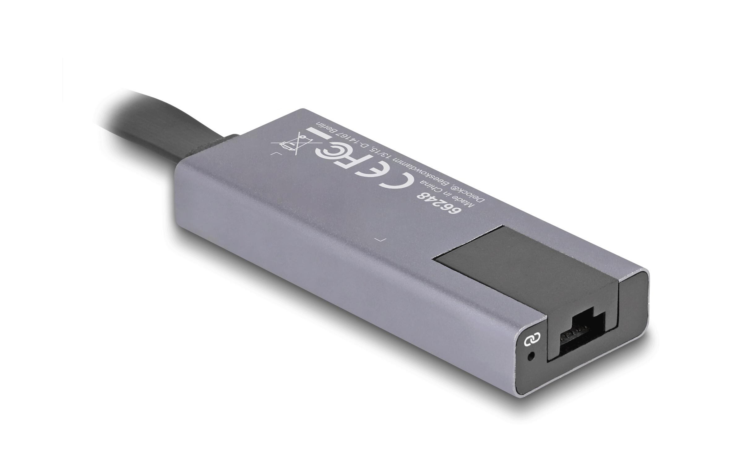 Netzwerk-Adapter USB Typ-C - RJ45, 2.5 GbpsDelock USB Type-C Adapter zu 2.5 Gigabit LAN slim