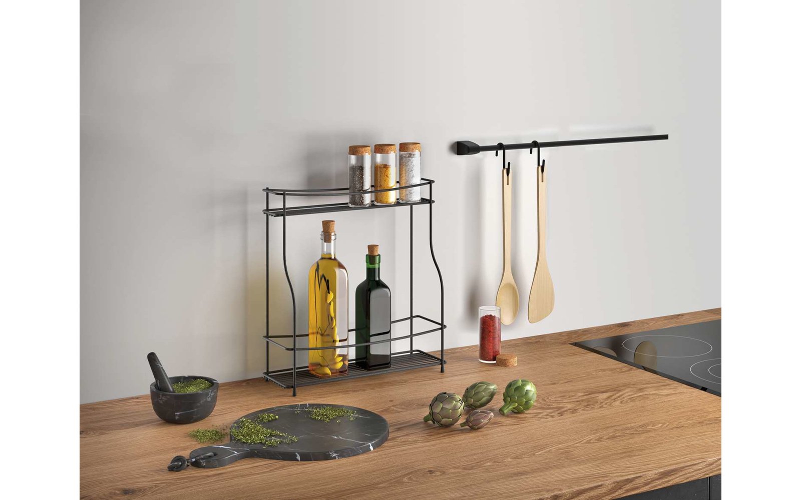 Metaltex Balsamico LAVA Gewürzregal 2 Etagen schwarz