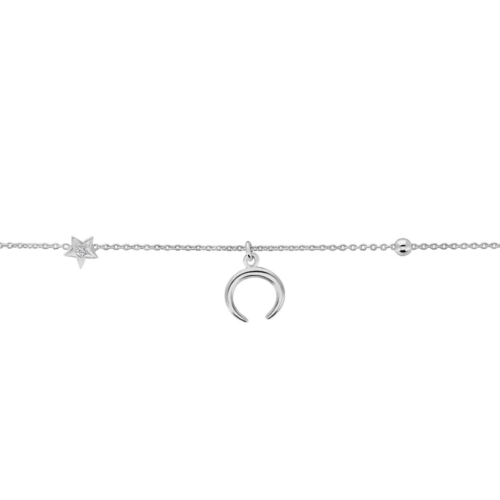 Chaîne De Cheville Serenella Argent Blanc Oxyde De Zirconium