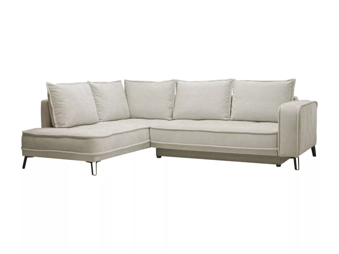 Canapé d'angle gauche convertible en tissu beige BALCORIA de Maison Céphy
