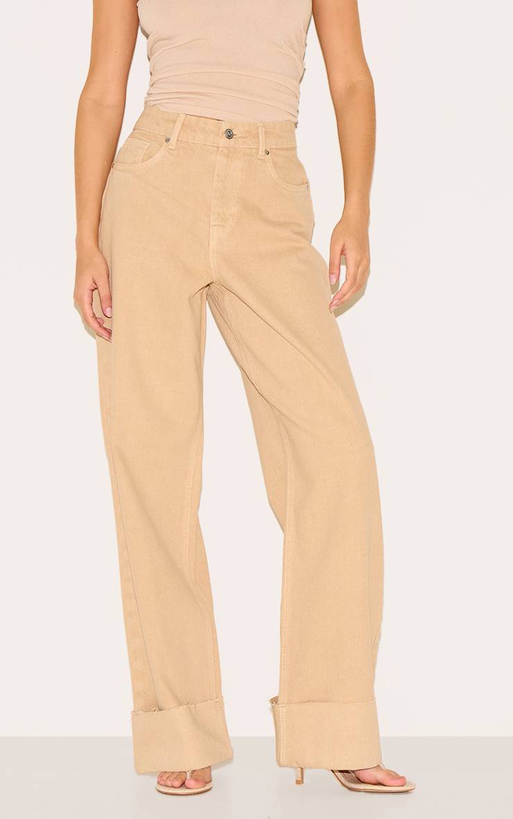 Taupe Jean À Ourlet Retroussé