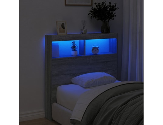 VIDAXL - Armoire tête de lit avec led sonoma gris 100x17x102 cm