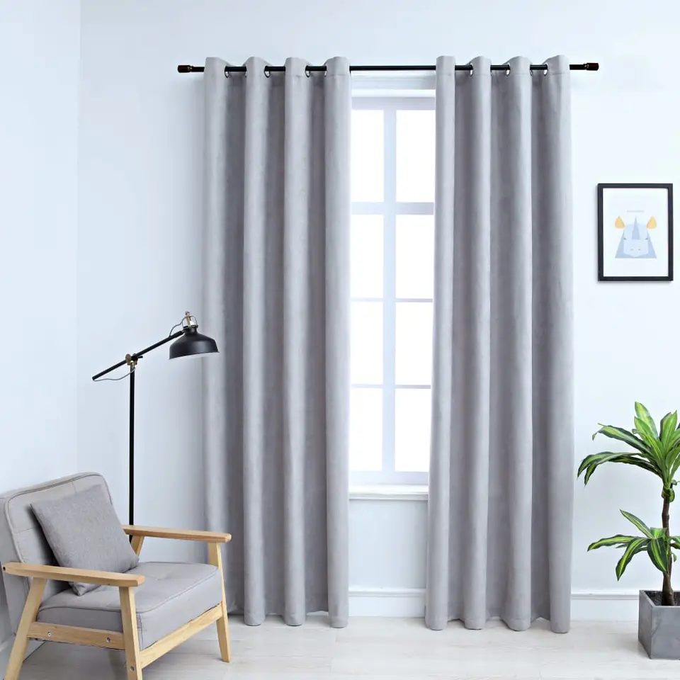 vidaXL - Gordijn - Grijs - Stof - 140 x 175 cm - 2 stuks
