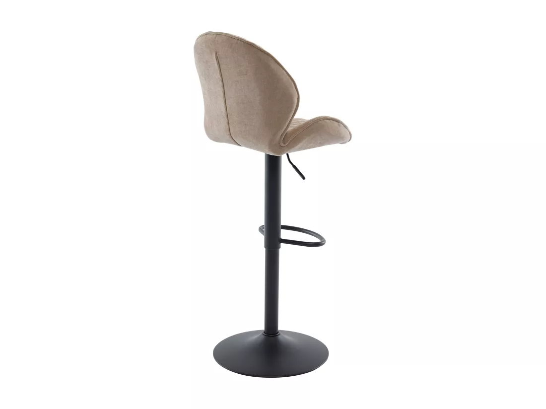 Lot de 2 tabourets de bar en tissu et métal noir - Hauteur réglable - Taupe - LANCENIA