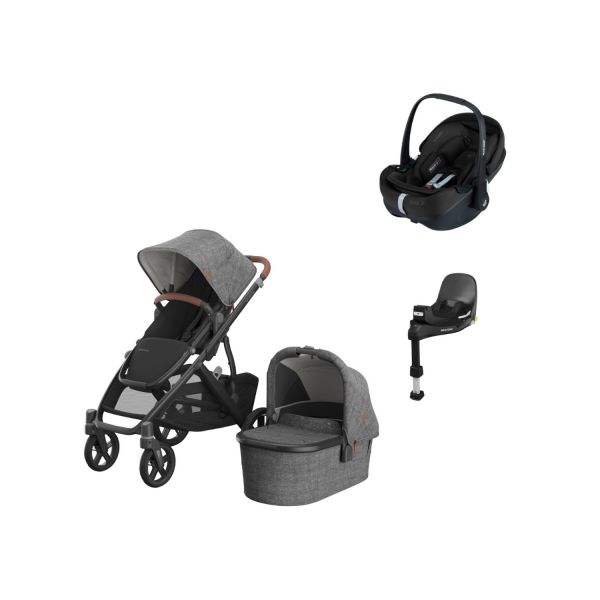 UPPAbaby VISTA V3 Kinderwagen 4-in-1 - Dillan | Joolz X Maxi-Cosi Pebble 360 Pro 2 Autostoeltje | Maxi-Cosi FamilyFix 360 Pro