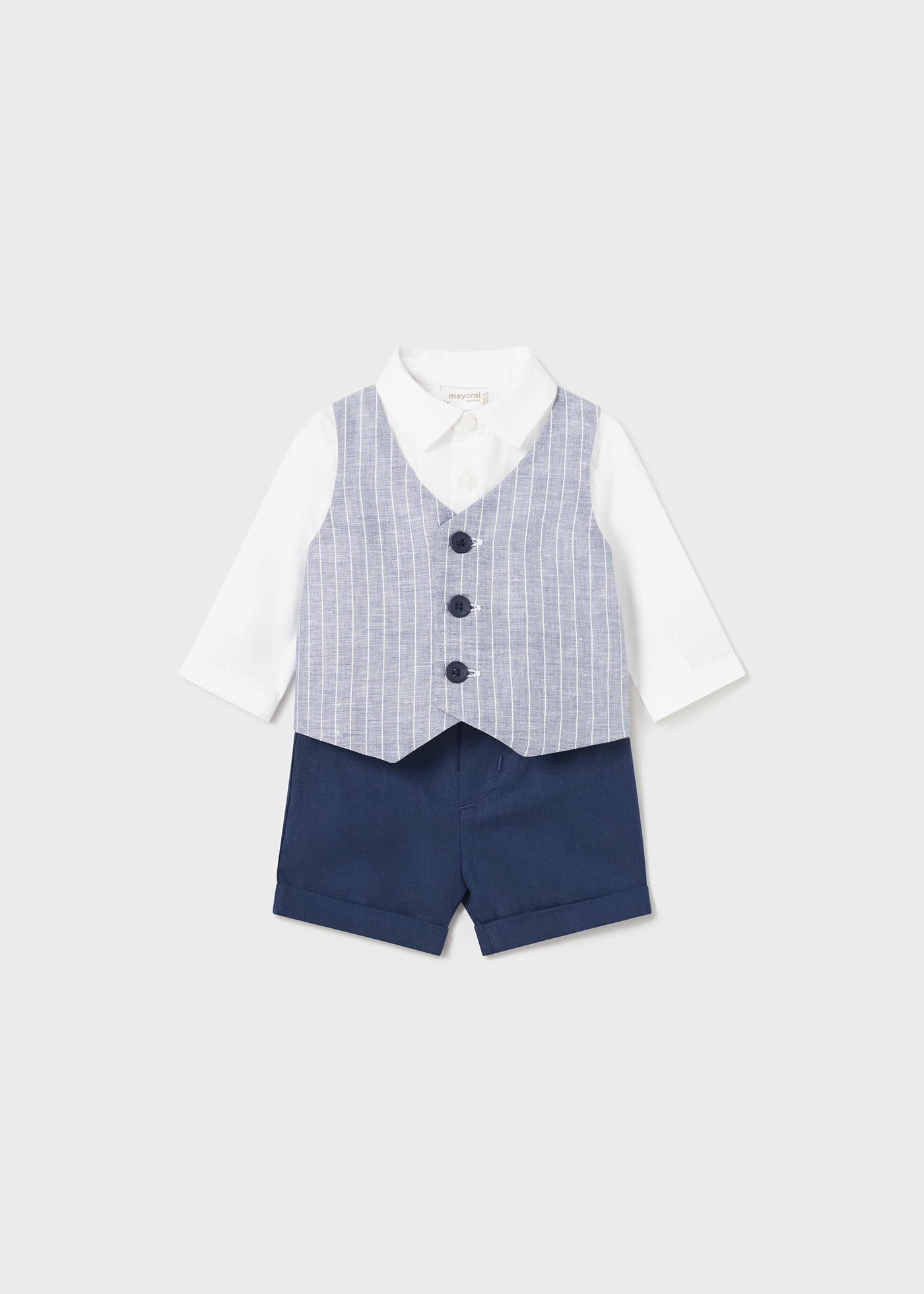 Conjunto Niagara de 2 peças, colete de linho europeu para recém-nascidos.