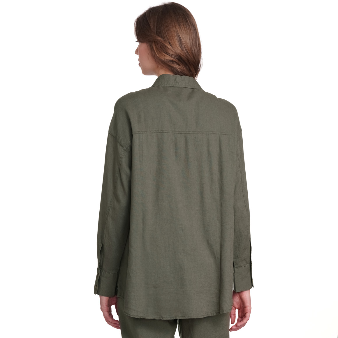 Gina Collection Damen Leinen-Bluse unifarben oliv