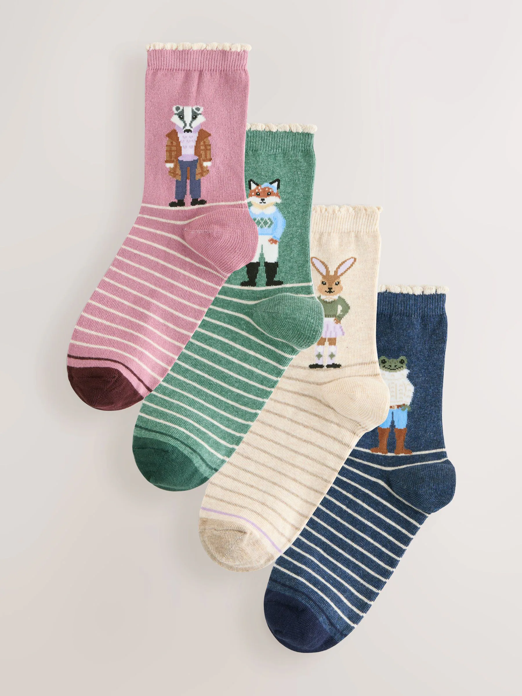 Heritage Woodland Animal - Set van 4 paar enkelsokken