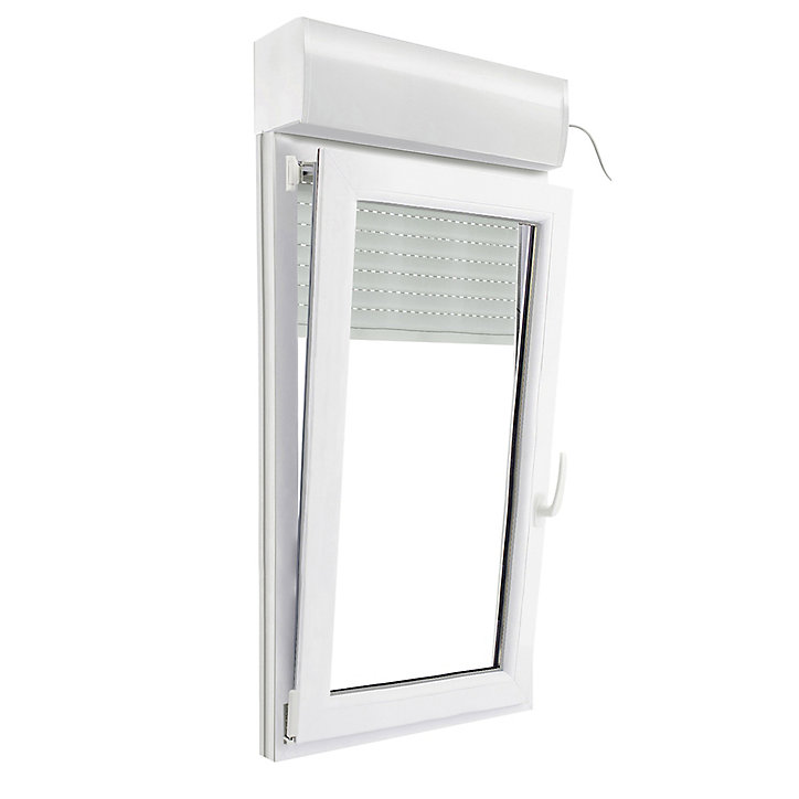 Fenêtre PVC 1 vantail oscillo-battant + volet roulant électrique GoodHome blanc - l.60 x h.115 cm, tirant gauche