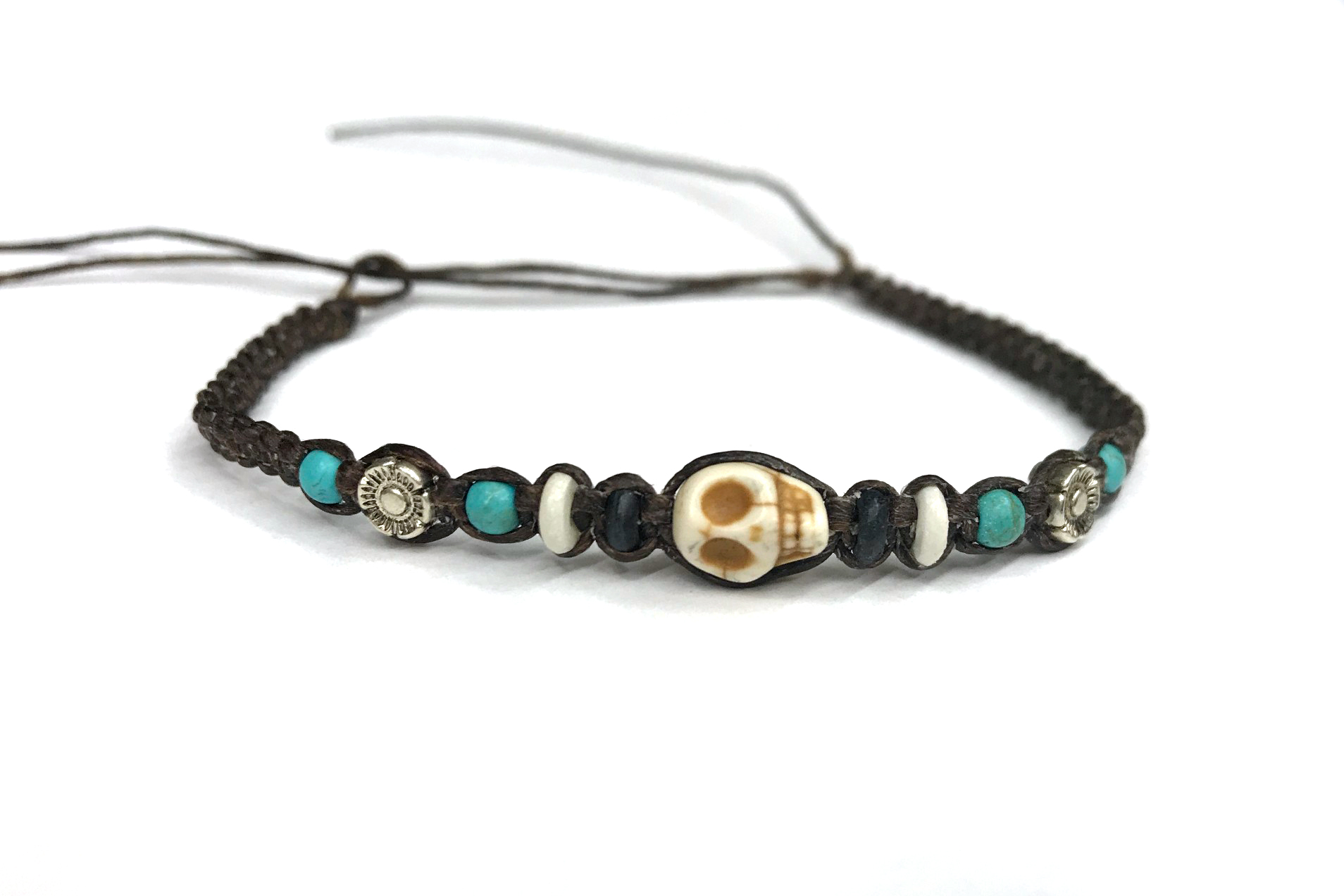 Armband 'Totenkopf', schwarz, türkis, weiß günstig bestellen