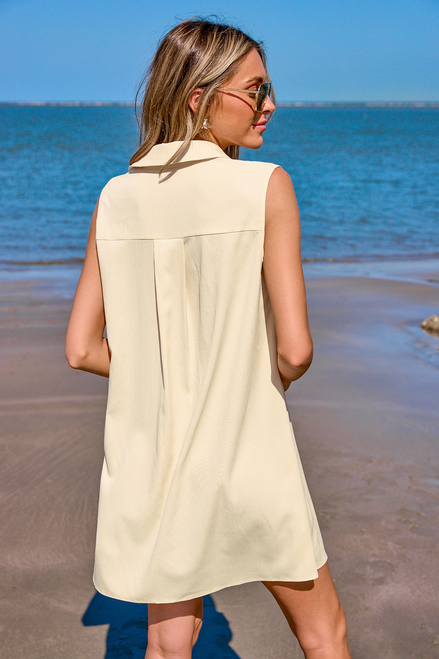 Robe chemise mini abricot