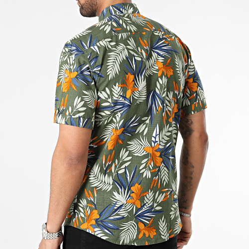 Chemise Manches Courtes Floral Vert