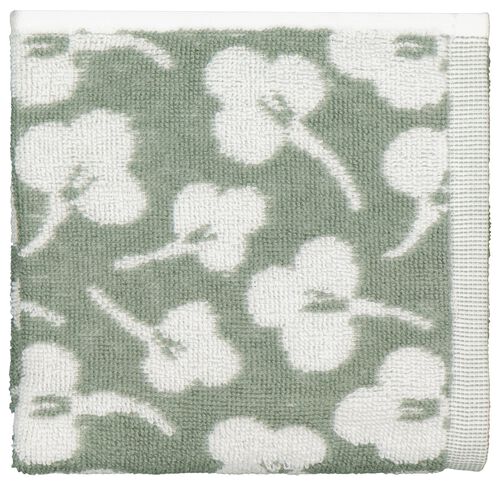essuie-mains 50x50 coton gris-vert violettes