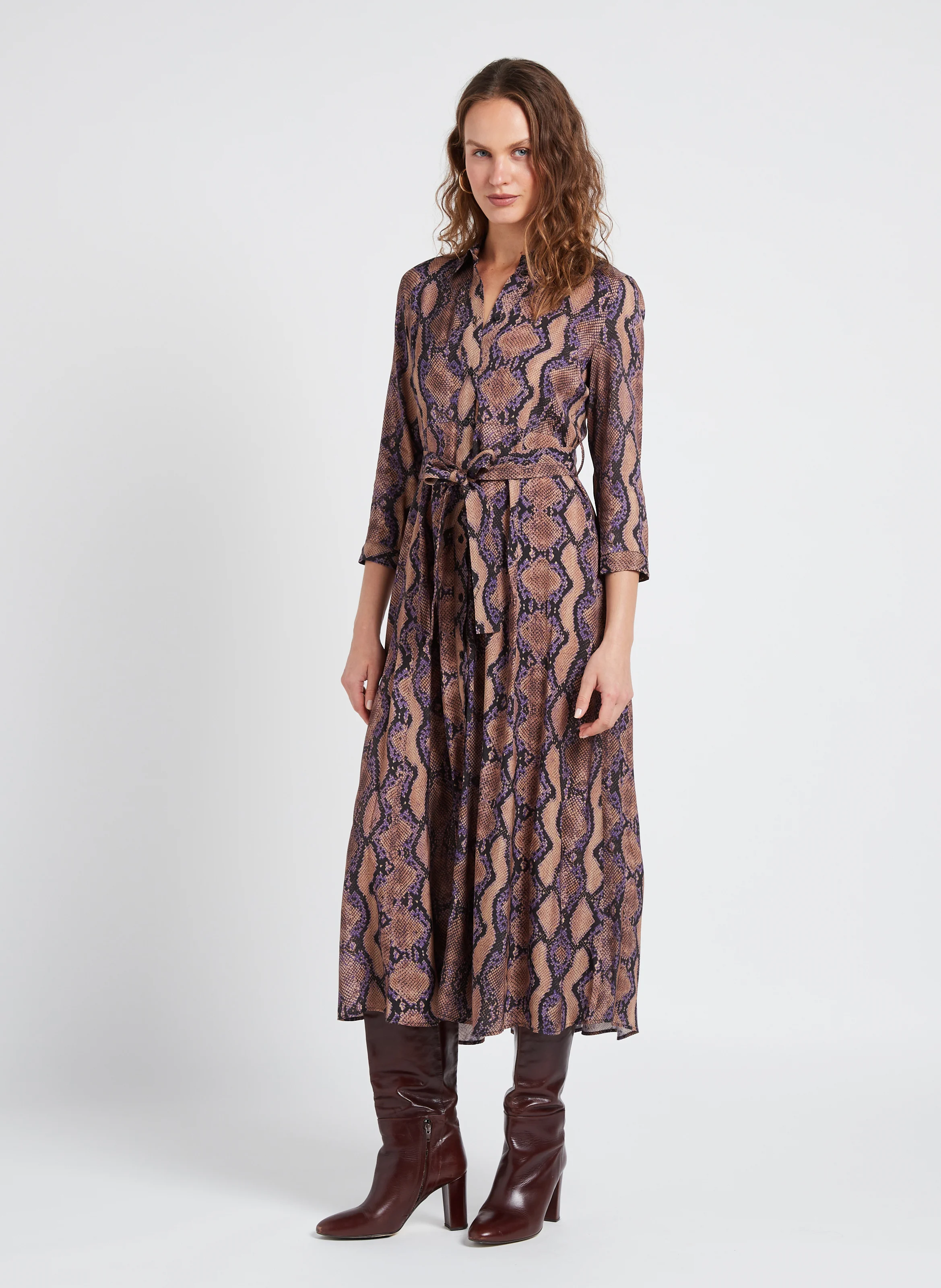 SUSHI - Robe chemise droite à imprimé | Multicolore