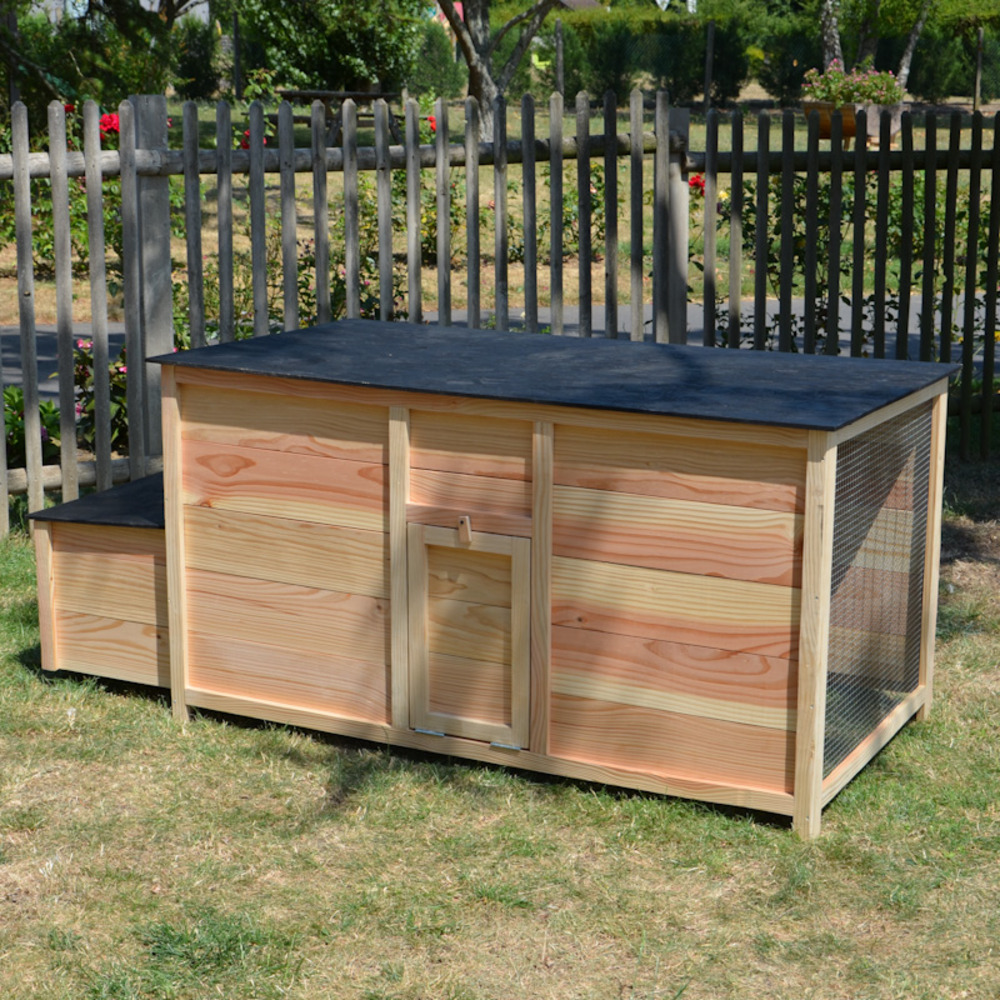 Poulailler lucien m douglas avec habitat et pondoir 174,5x78x76 cm pour 3 à 5 poules