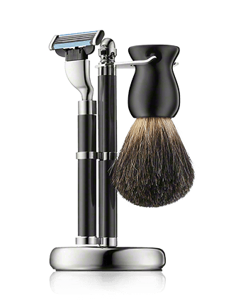Golddachs Rasier-Sets Rasierset schwarz/silber mit Dachshaar