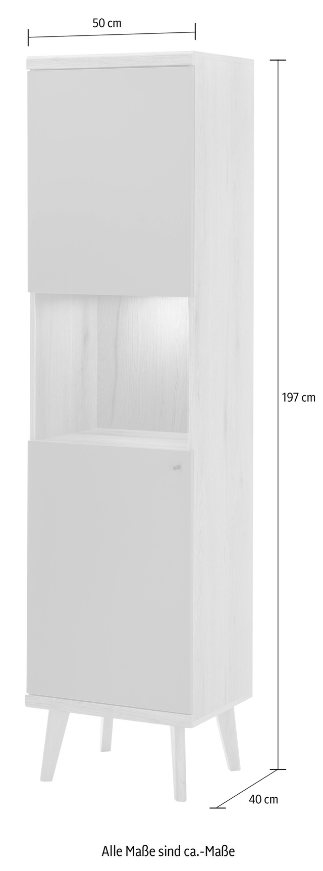 INOSIGN Vitrine »MAVAS« in moderner Trendfarbe, Giffe aus Metall (Schwarz), Höhe 197 cm