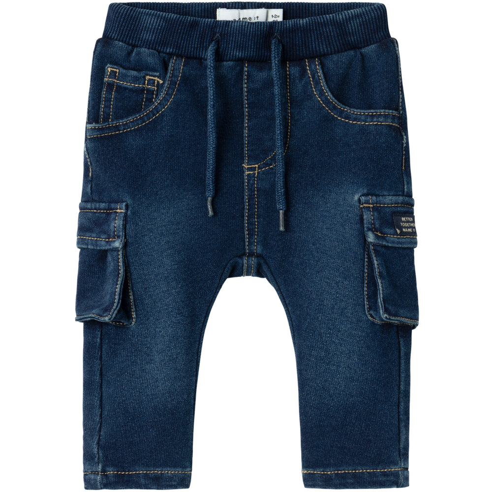 Køb Name It Dark Blue Denim Ben Bag Sweat Cargo Jeans Noos