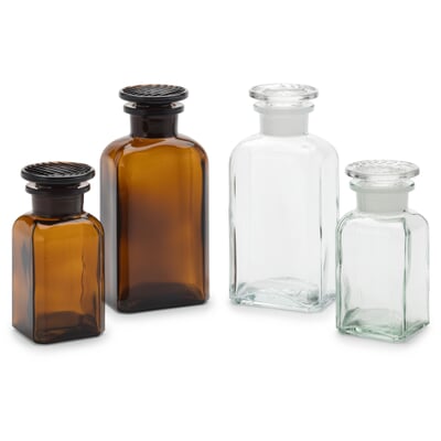 Vierkantflasche Glas, Volumen 100 ml, Braun