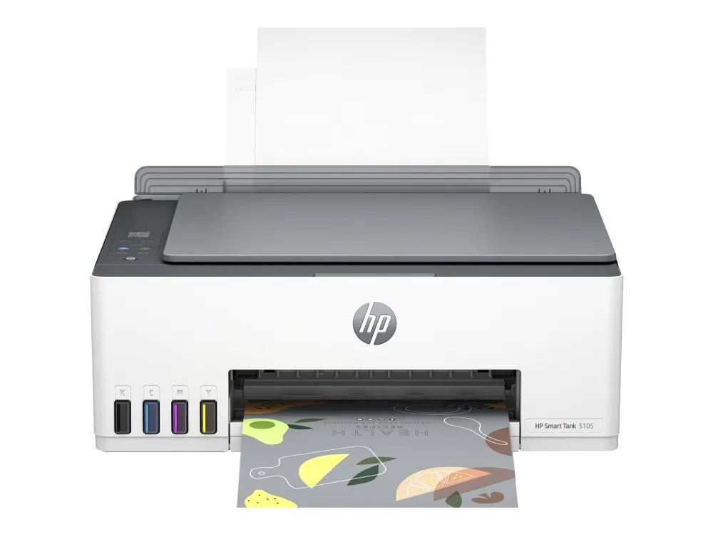 HP Smart Tank 5105 All-in-One - Multifunktionsprinter - farve - blækprinter - kan genopfyldes - Legal (216 x 356 mm) (original) - A4/Legal (medie) - op til 10 spm (kopiering) - op til 12 spm (udskriver) - 100 ark - USB 2.0, Wi-Fi(n), Bluetooth - lys