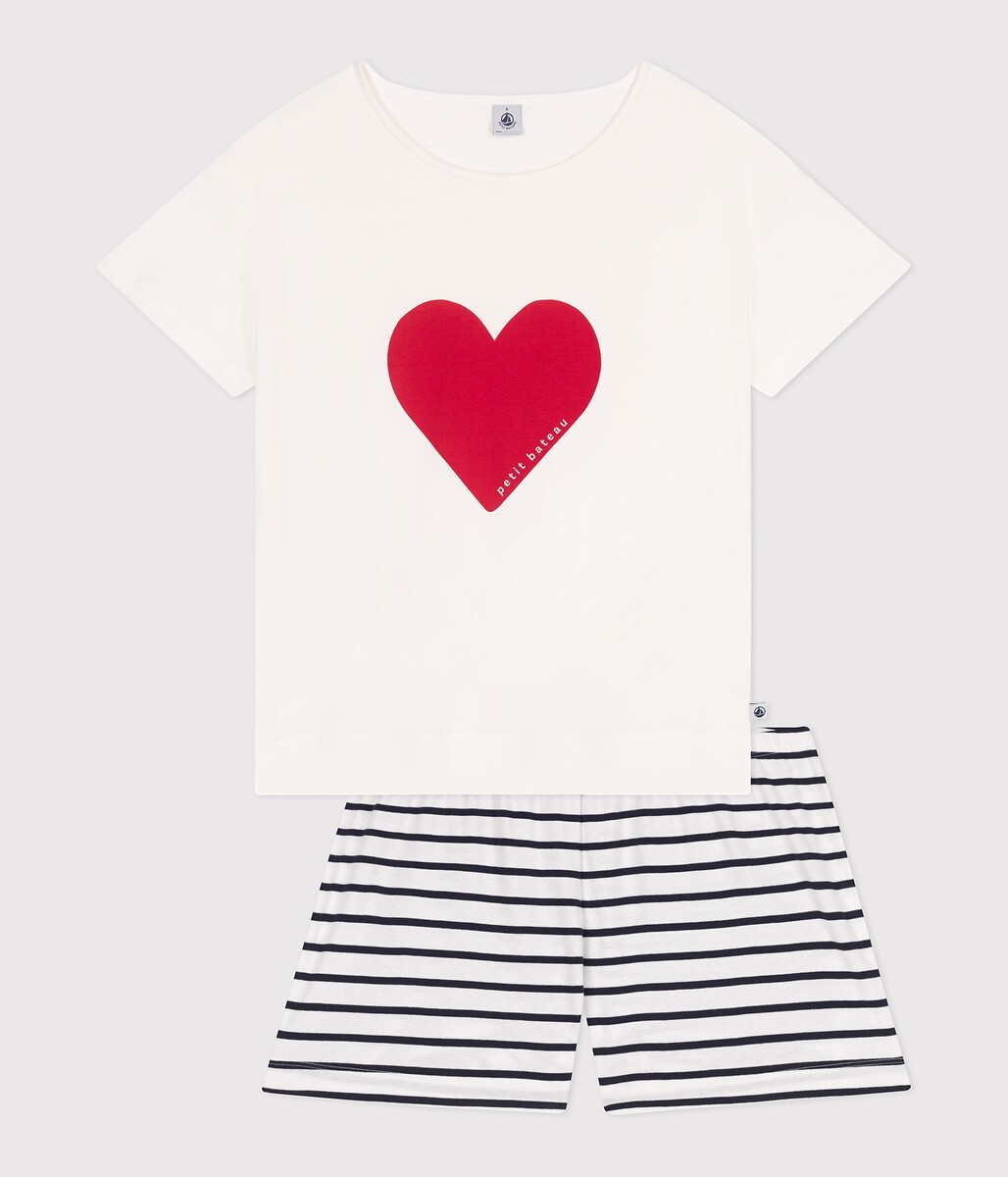 PETIT BATEAU<br>Shorts de pijama de algodão, mangas curtas