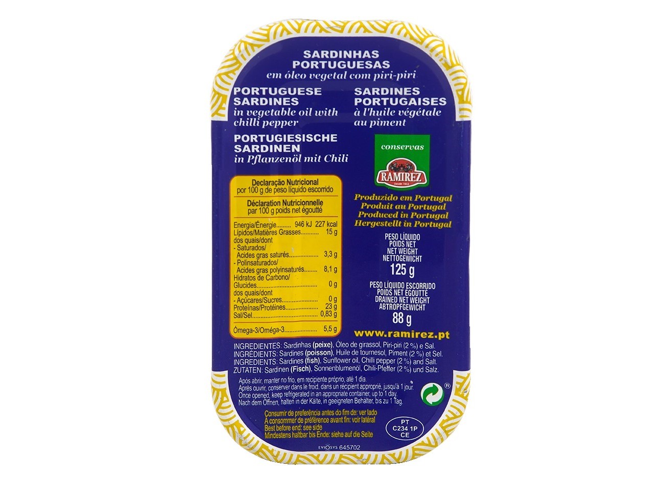 SARDINHA RAMIREZ EM ÓLEO PICANTE 125(88)G