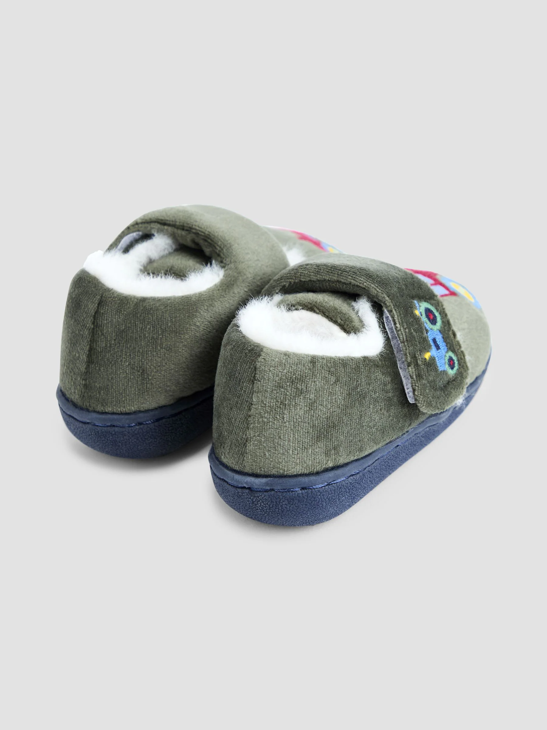 Groen met traktorenprint - JoJo Maman Bébé Slipper Shoe