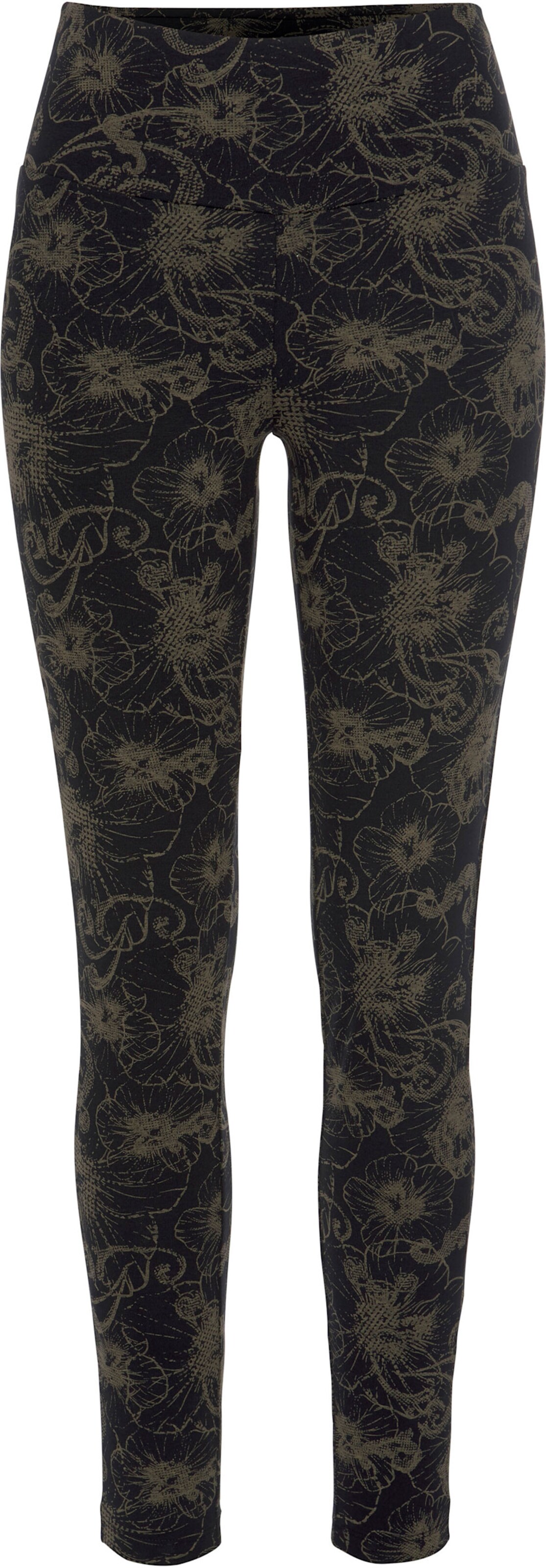 H.I.S Leggings in schwarz-bedruckt, schwarz-uni