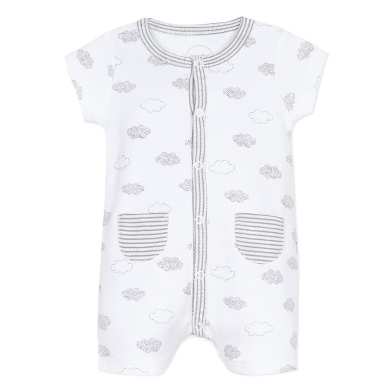 Combi courte blanche coton bio Nuages naissance Absorba Aucune nuance