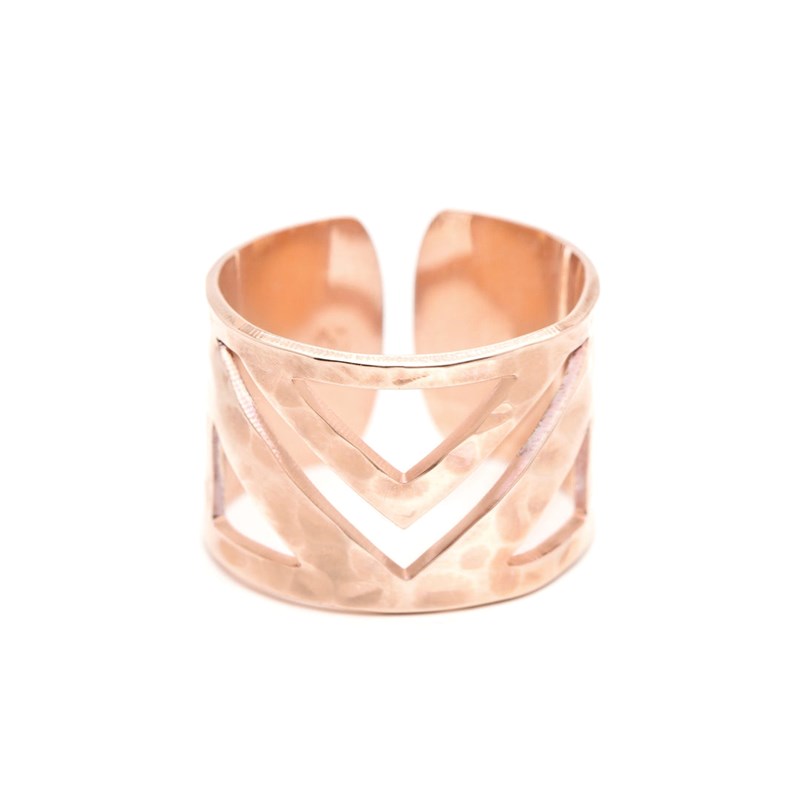 bague martelée plaqué or rose - ZAK