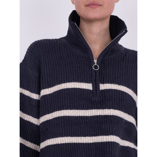 Neo Noir Nevena Stripe Striktrøje, Navy/Sand, 34
