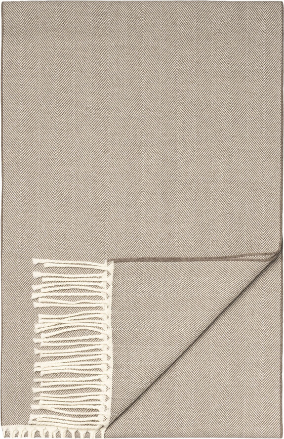 ETON Beige Herringbone Merino Wool Scarf Lysebrun