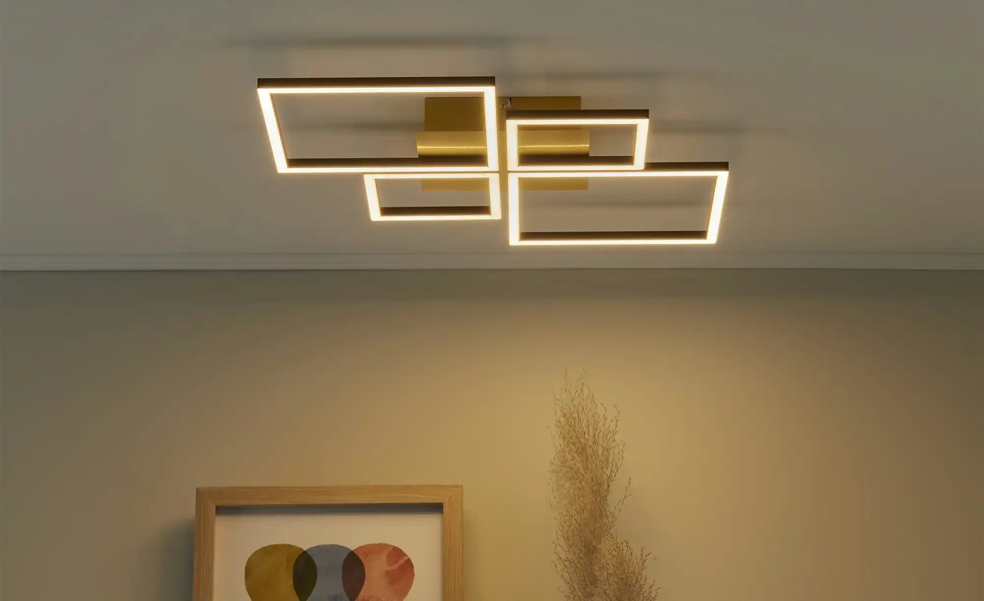 KHG LED-Deckenleuchte, 4-flammig, schwarz/goldfarben