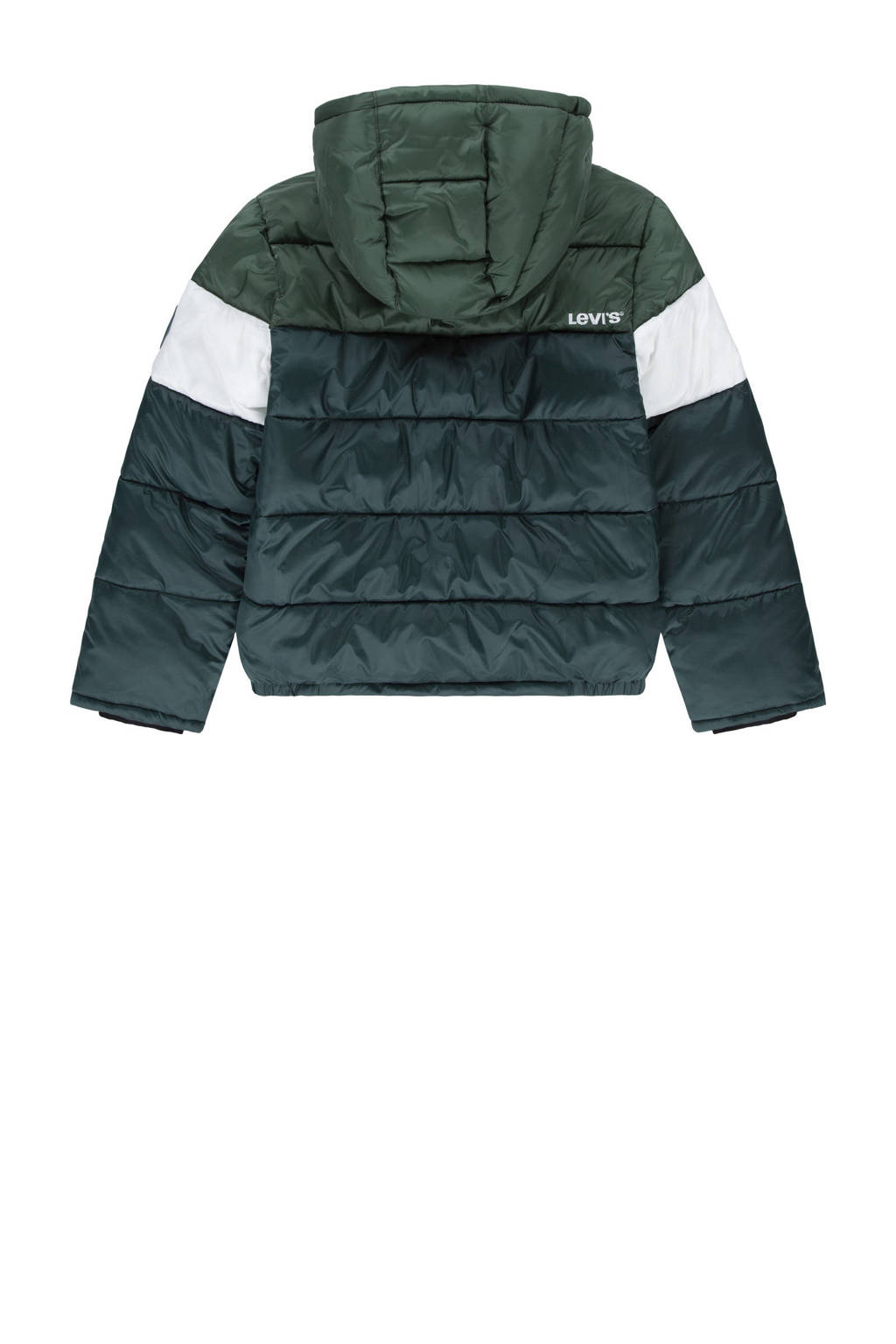 Levi's gewatteerde winterjas COLOR BLOCK donkergroen/wit/groen