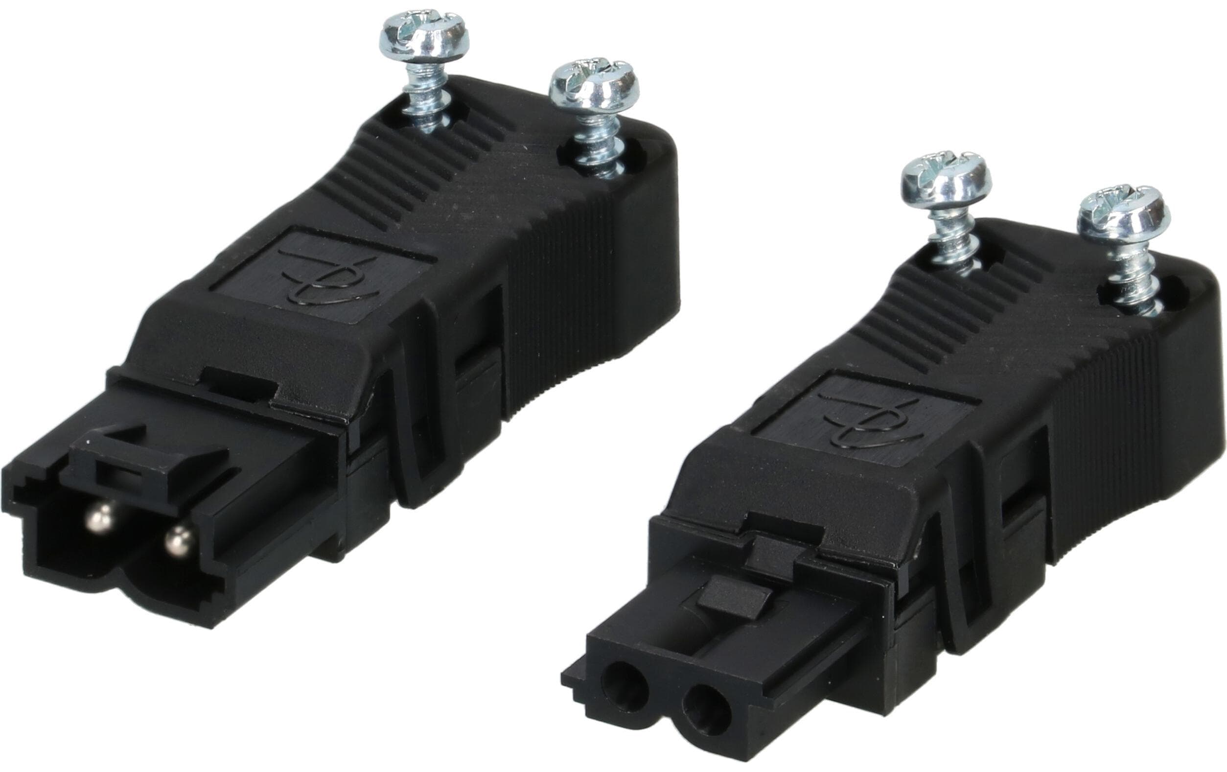 Set Stecker und Kupplung AC 164 flach, 2-poligSet aus AC 164 STF/2 Stecker und AC 164 BUF/2 Kupplung, flach