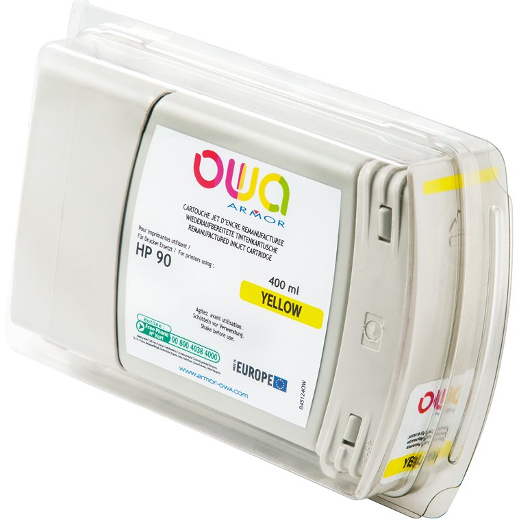 Cartouche d'encre traceur remanufacturée OWA - standard - Jaune - pour HP 90