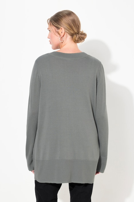 Strickjacke, V-Ausschnitt, Knopfleiste, Feinstrick