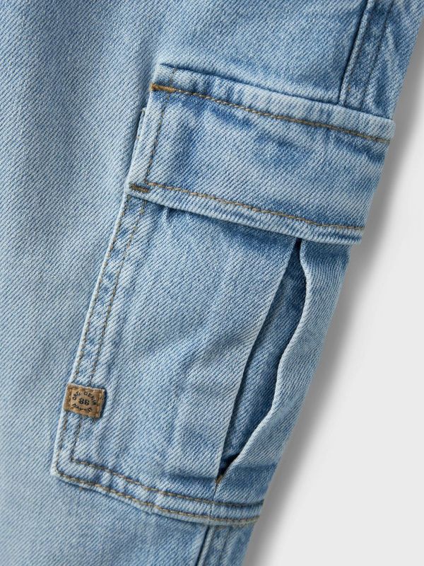 Cargo - Tapered-Fit Jeans - Denim - Blauw - Verstelbare Taille