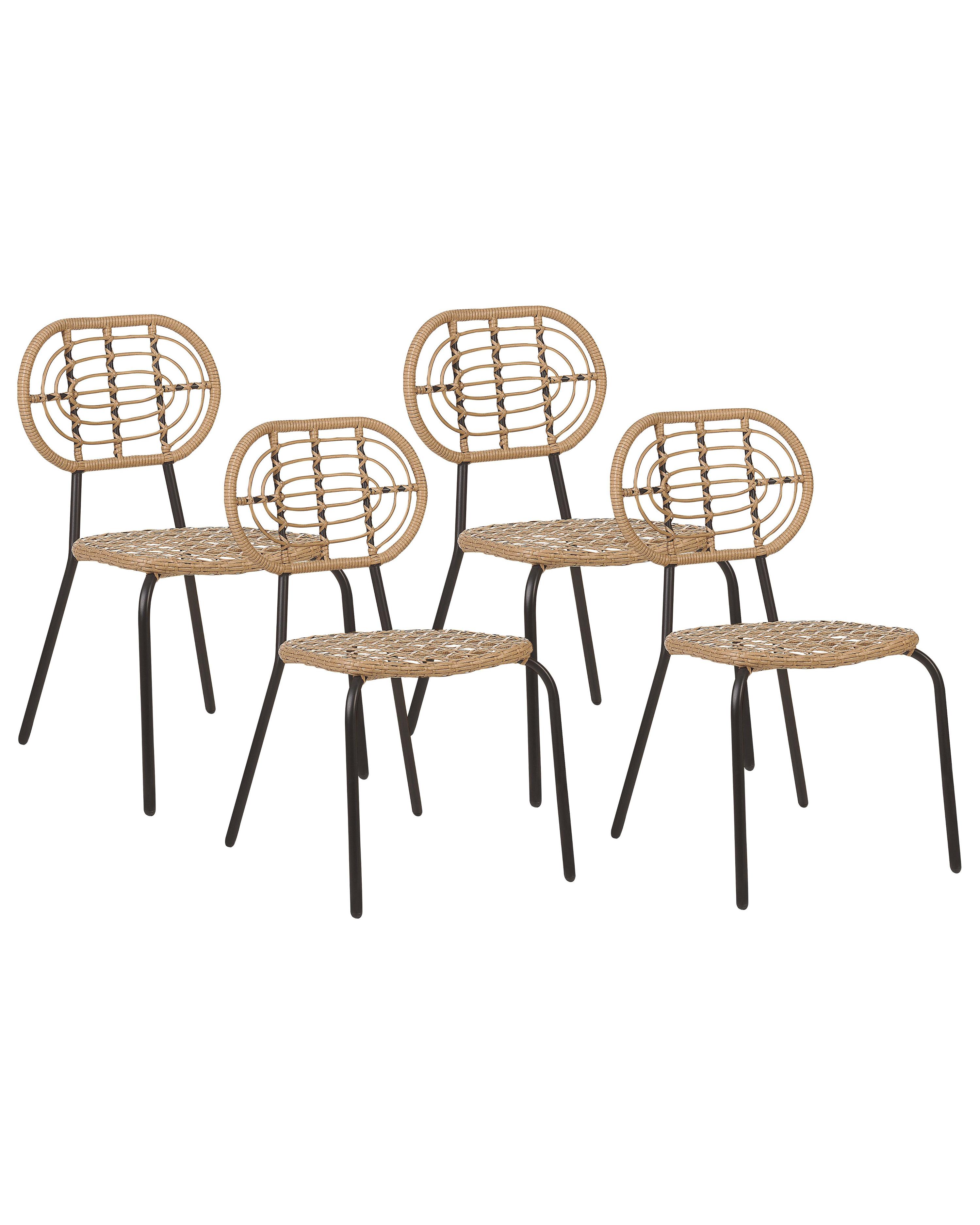 Set van 4 tuinstoelen PRATELLO PE rotan Natuurlijk