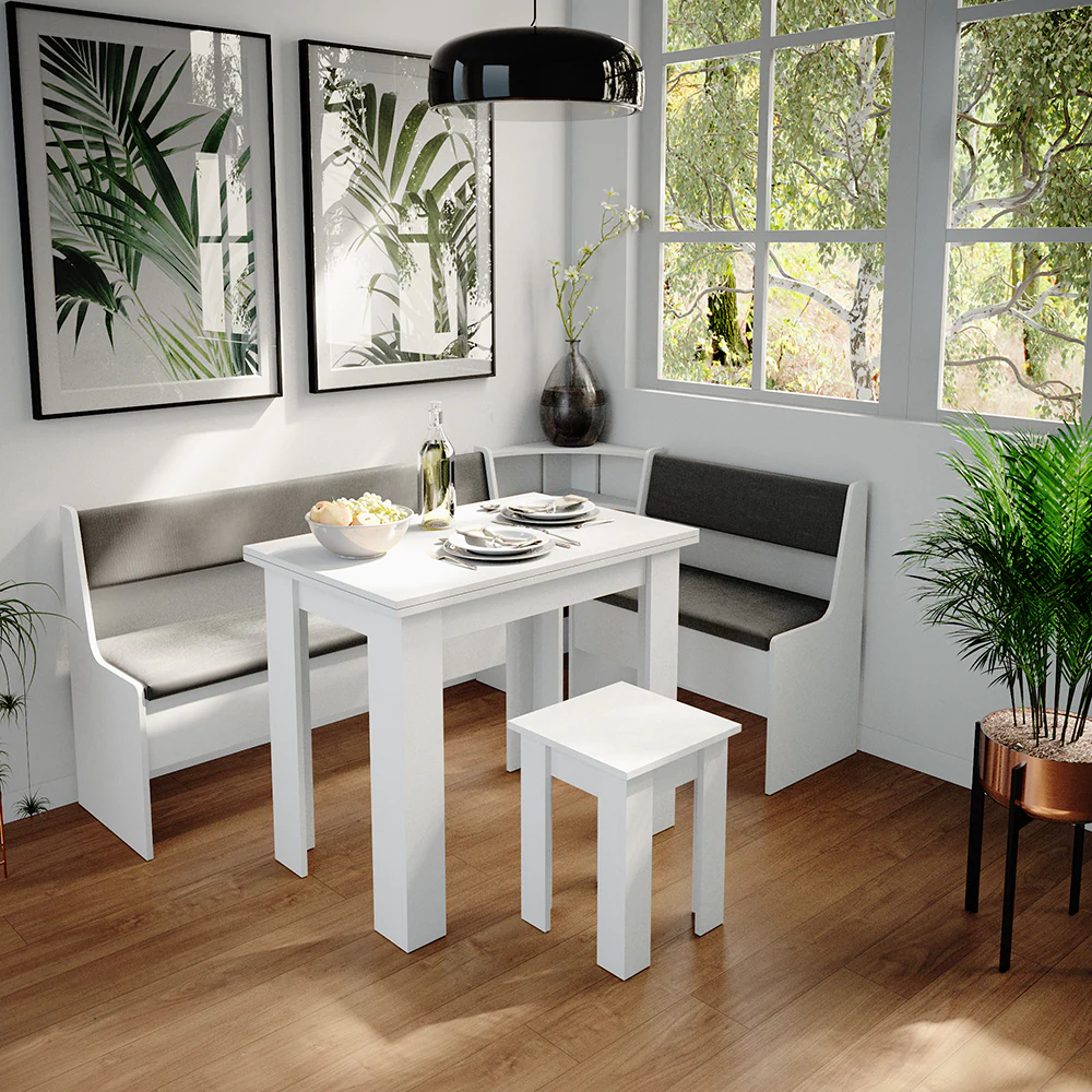 Vicco Eckbankgruppe Roman Weiß 180x120cm Esszimmergruppe Eckbank Sitzgruppe