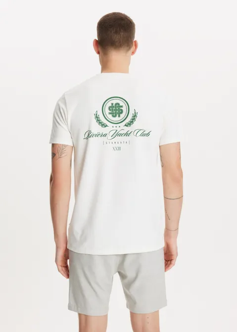 T-shirt met print yacht club off-white (WIT.O)