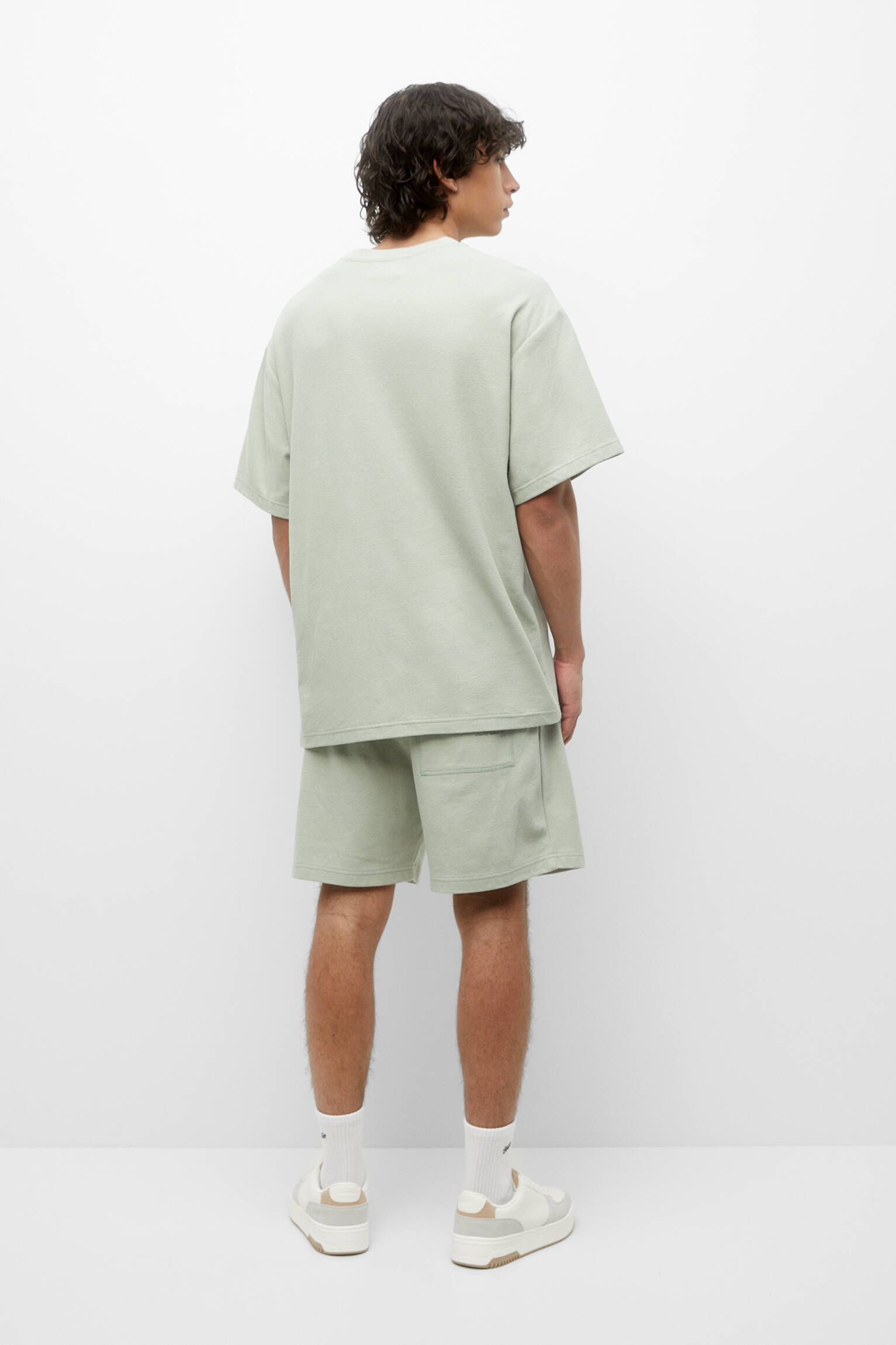 Conjunto de moletom Bermuda Jogger Texturizado - Menta