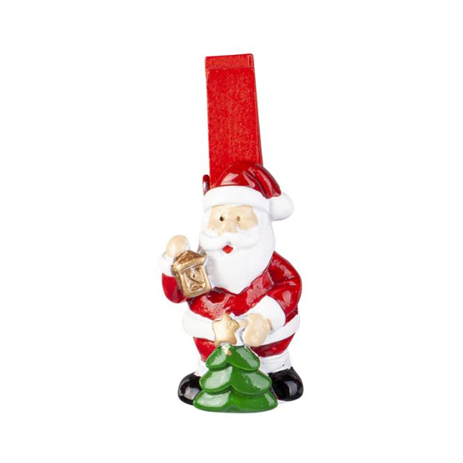 Dekoklammern - Nikolaus - aus Polyresin - ca. 3 cm - 6 Stück