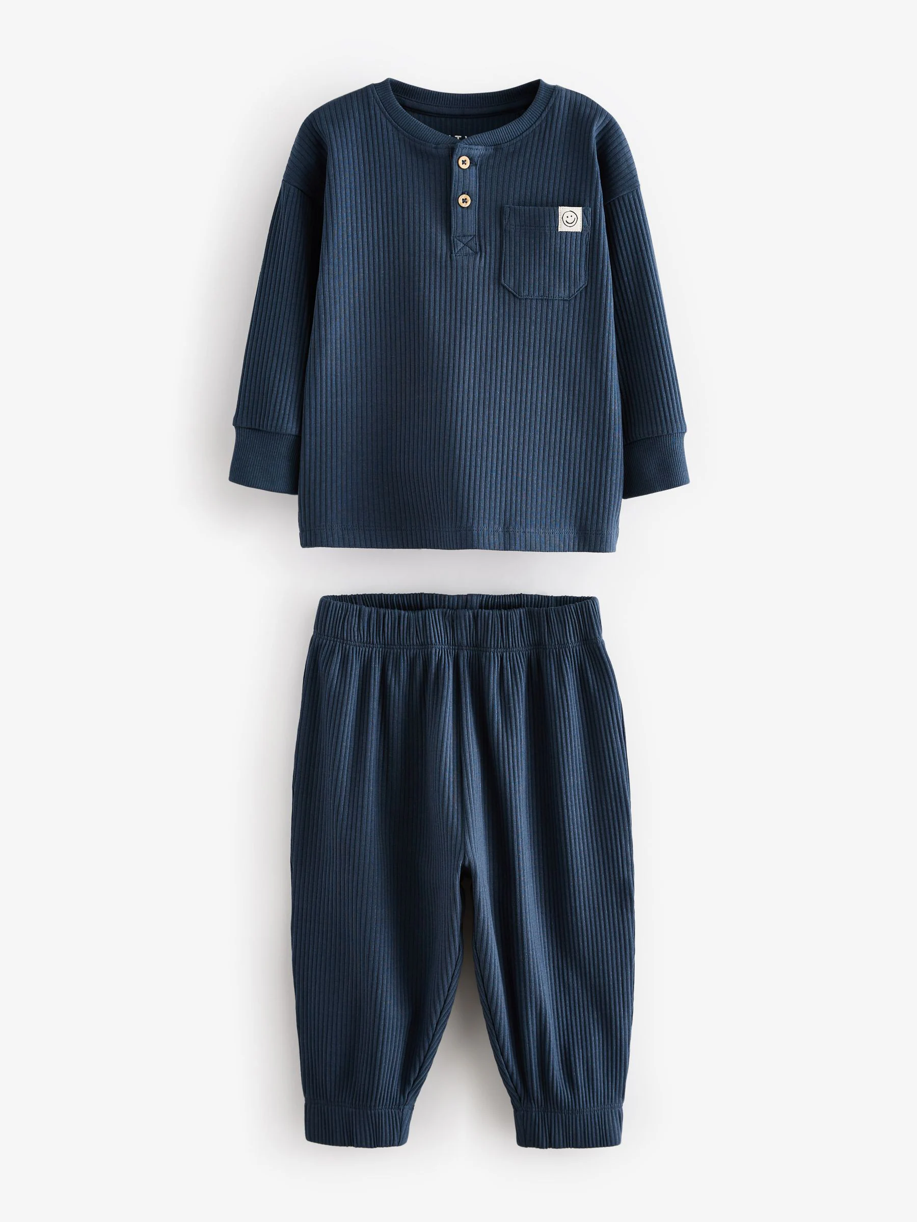 Marineblauw/camel effen - Verpakking van 3 relaxed fit pyjama's (9mnd-12jr)