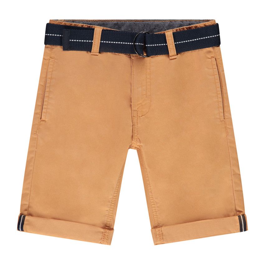 Bermuda uni en twill avec ceinture pour garçon - Multicolore