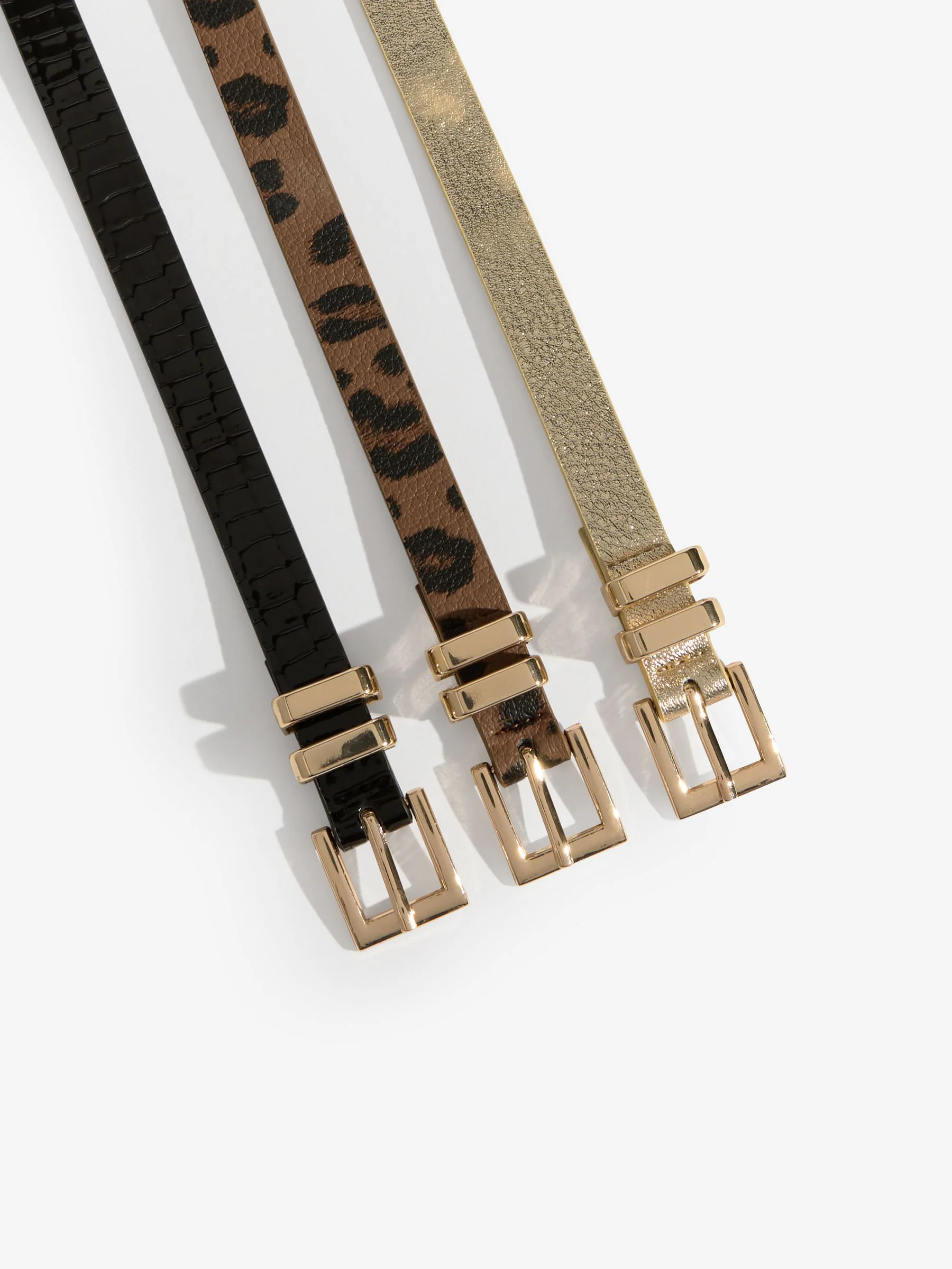 Gold Leopard and Black - Lipsy Skinny Belts 3 Pack