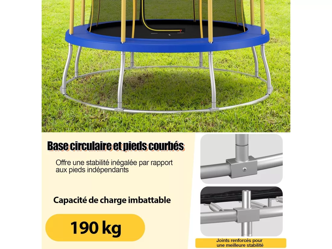Trampoline Enfant Ø 305cm avec Filet de Protection, Trampoline de Jardin en Forme Fleur avec Certification GS, Coussin de Sécurité & Cadre en Métal Galvanisé, Intérieur Extérieur