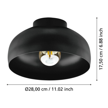 Eglo plafondlamp Mogano Ø 28 cm zwart